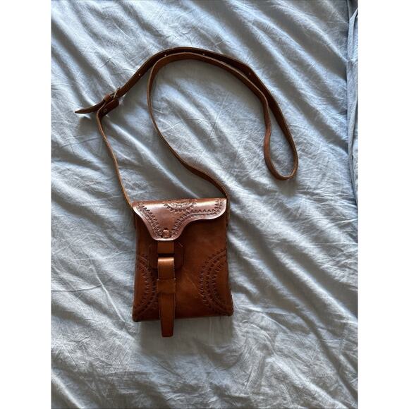 Handmade Handbags - Vintage Handcrafted Brown Leather Crossbody Pouch Bag